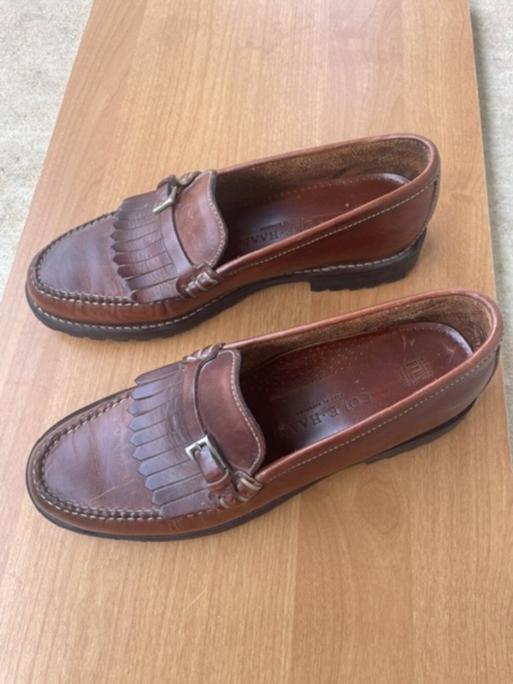 Cole Haan Women’s Vintage Kiltie Buckle Leather Loafers, Brown, Size 10AA